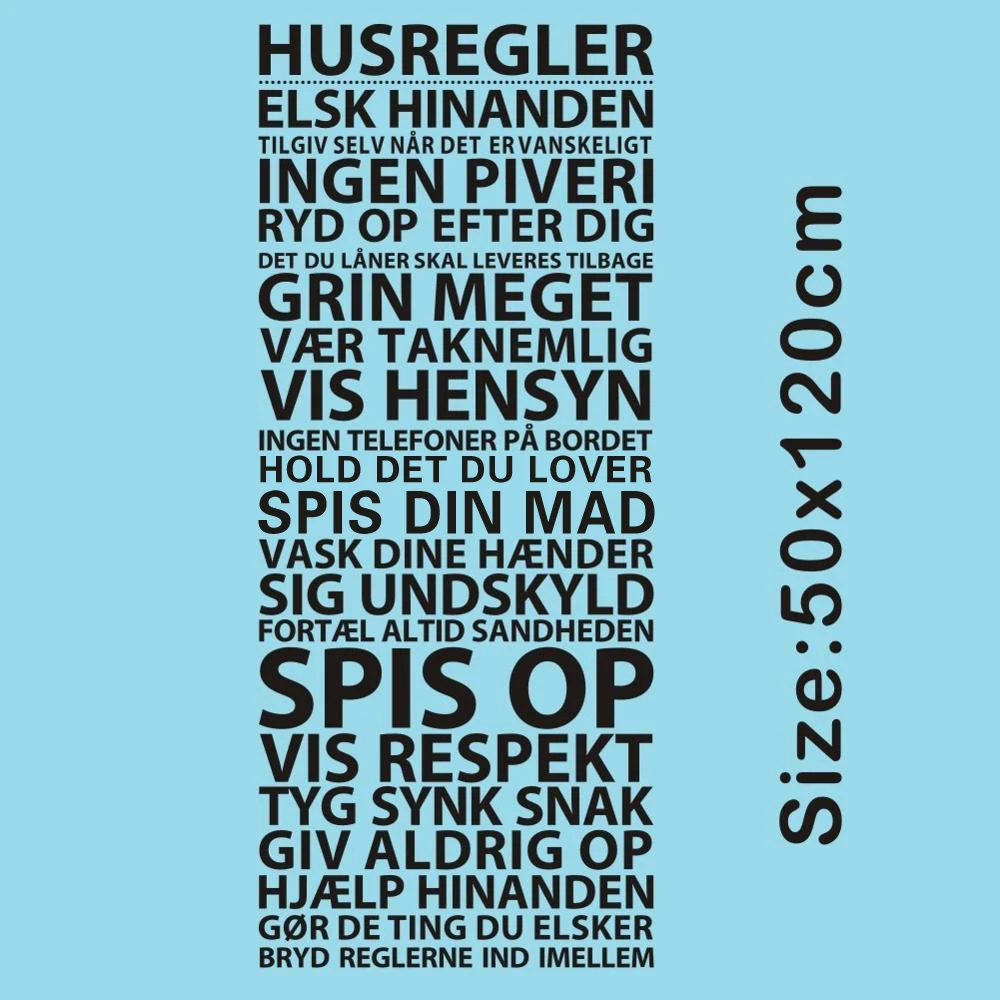 

House Rules Decals Danish Vinyl Wall Stickers for Room Decor Den-1