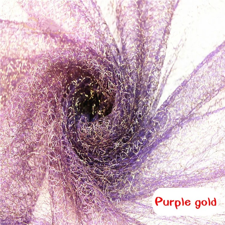 Purple gold 1 ярд/лот ширина 150 см кружево органза ткань Африканская сетка ткань пэчворк композитный полый Тюль сценическое свадебное украшение ремесло - Цвет: Purple gold