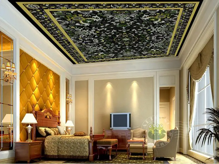 Пользовательские 3d обои с узором в виде листьев на потолок для гостиной