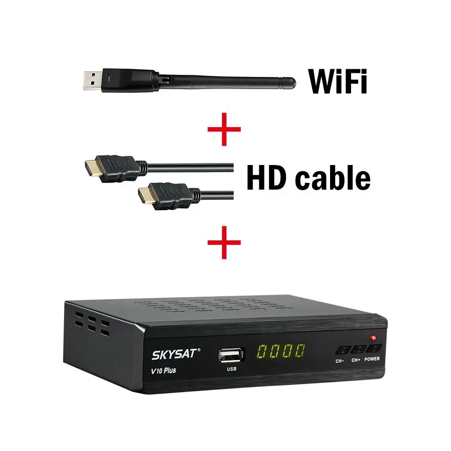 Спутниковый ресивер SKYSAT V10 Plus Поддержка IPTV m3u dvb CCCamd Cline Newcamd Youtube Autoroll Powervu Biss WiFi 3g телеприставка - Цвет: V10 Plus HDMI WIFI