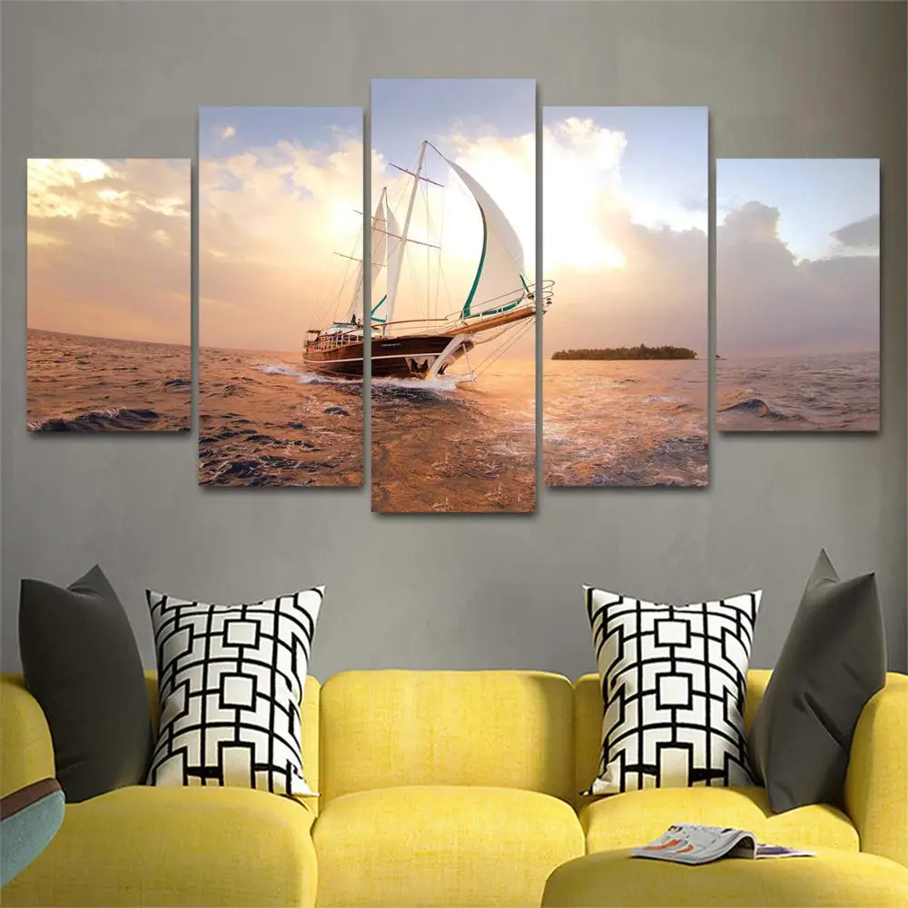 

Drop shipping 5 Panel Wall Art Pictures Canvas Painting abstract canvas poster painting decoration for living room LW161