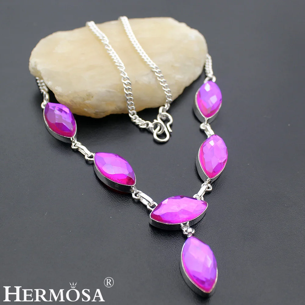 HERMOSA ювелирные изделия Уникальный порошок красный дихроическое стекло Серебро 925