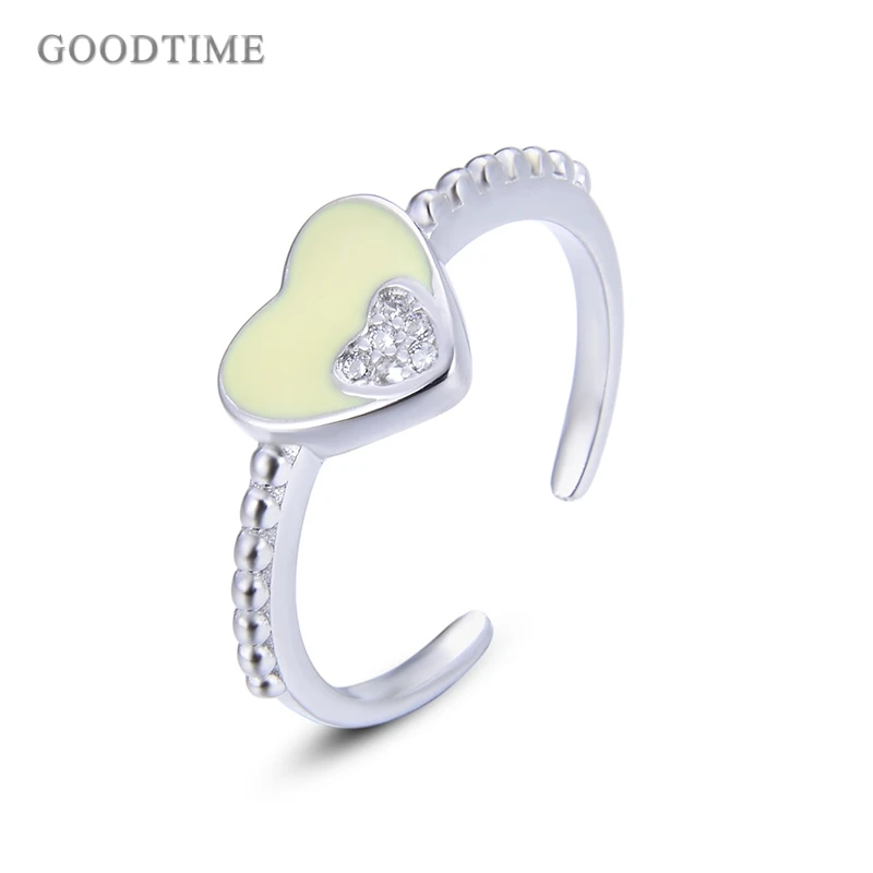 

Fashion 925 Silver Rings For Women Girl Heart Design Jewelry 925 Sterling Silver Zircon Rings Bridal Wedding Gift Engrave