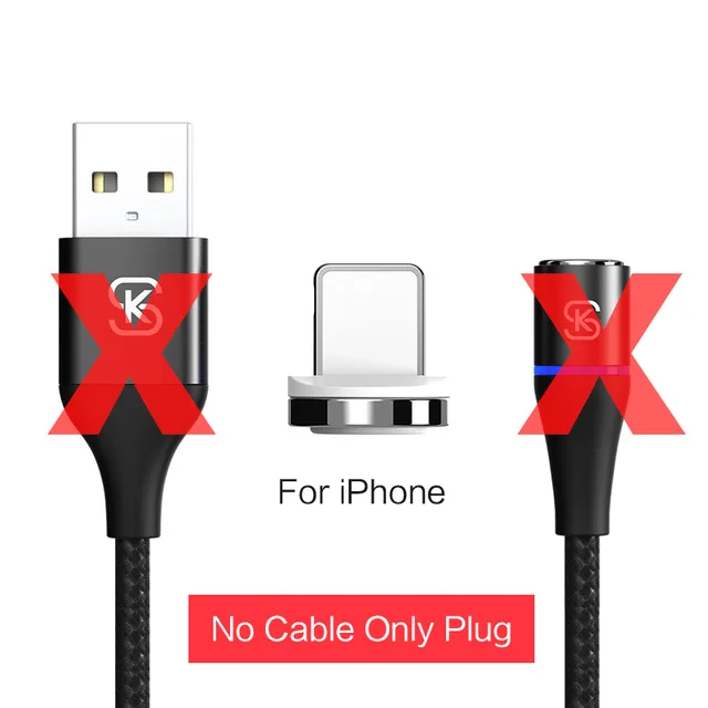 Single apple plug SIKAI круглый QC 3A нейлоновый Быстрый Магнитный кабель для зарядки и передачи данных 3 в 1 USB для iphone XR Xiaomi Mi samsung мобильного телефона - Цвет: Single apple plug