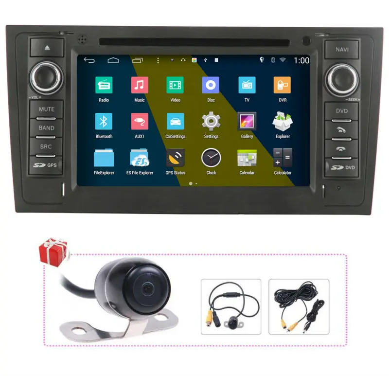 Camera+8GMap 1024*600 Wifi Quad Core Android 4.4 Autoradio DVD GPS Navigation Satnav Radio Stereo Headunit for 1997-2004 Audi A6 |