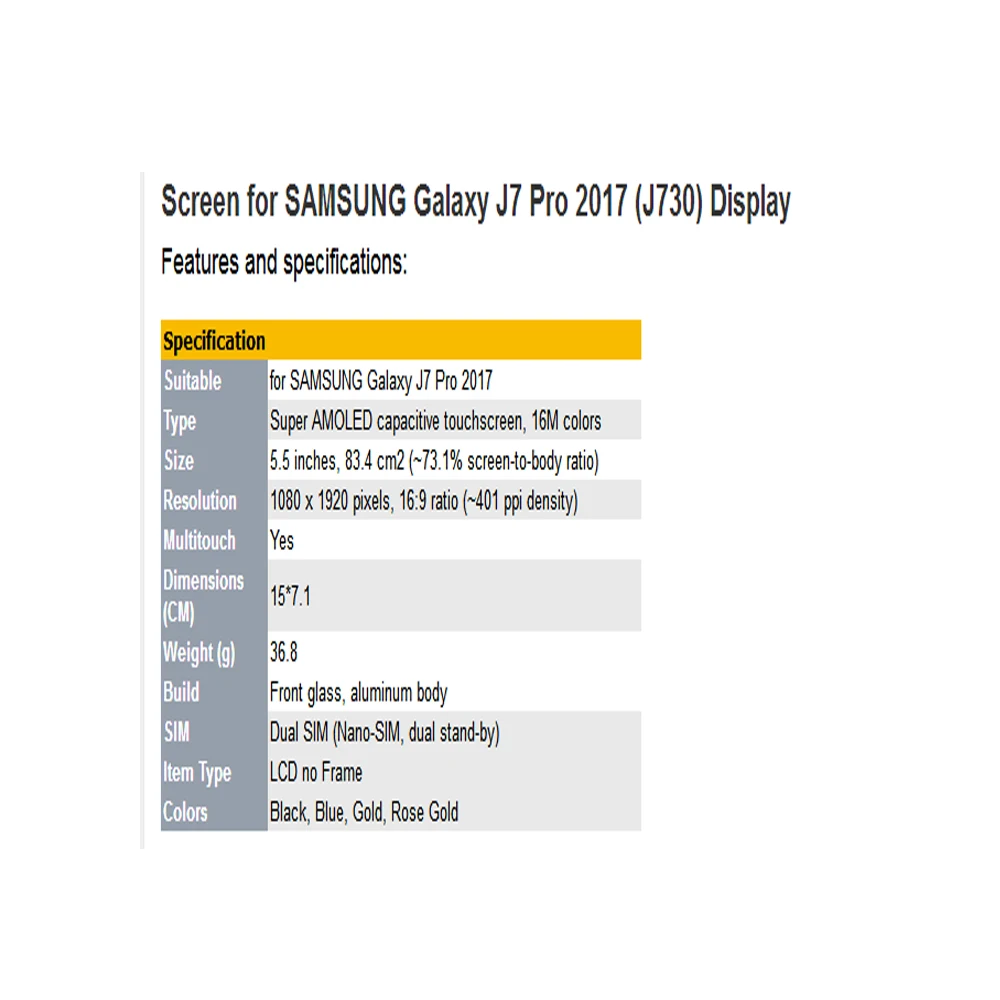 Для samsung Galaxy J7 Pro J730 SM-J730F J730FM/DS J730F/DS J730GM/DS ЖК-дисплей+ сенсорный экран дигитайзер Запасные части