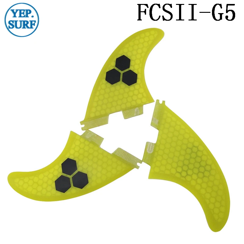 Плавники для серфинга FCS2 G5 Fin сотовый плавник доски желтого цвета Серфинг Quilhas