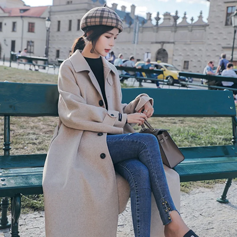 Женское шерстяное пальто свободное светло розовое длинное большого размера