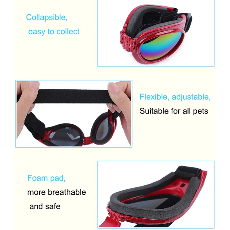 Мода Собака УФ солнцезащитные очки собака ветрозащитный Anti-взлома ПЭТ защитные