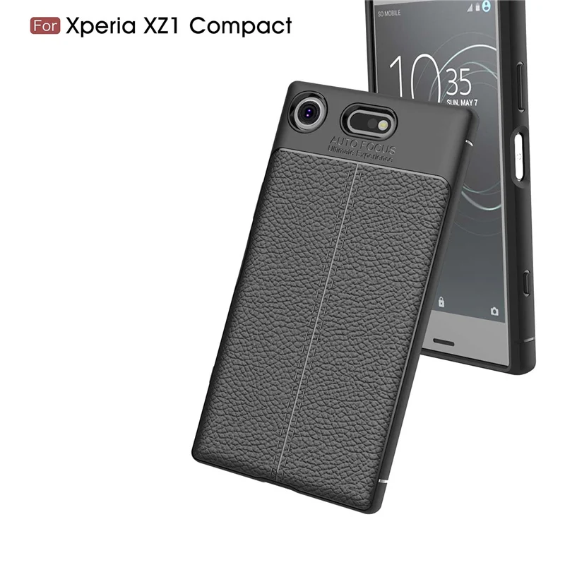 Чехлы из ТПУ с текстурой личи для Sony Xperia XZ1 Compact G8441 силиконовый чехол задняя