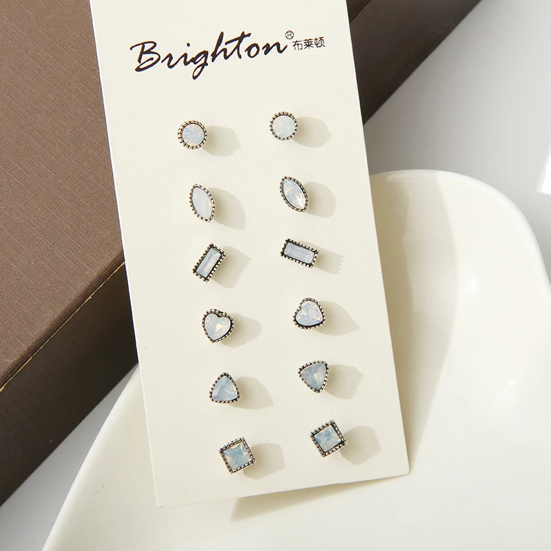 Новый фирменный дизайн 6 пар/компл. милые серьги-гвоздики с Луной и камнем стразы