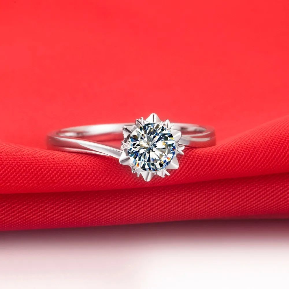 0,5 карата чистый 750 Золотой Снежный хлопья стиль удлиненный CHARLES& COLVARD Moissanite обручальное кольцо хорошие Свадебные украшения Розничная и