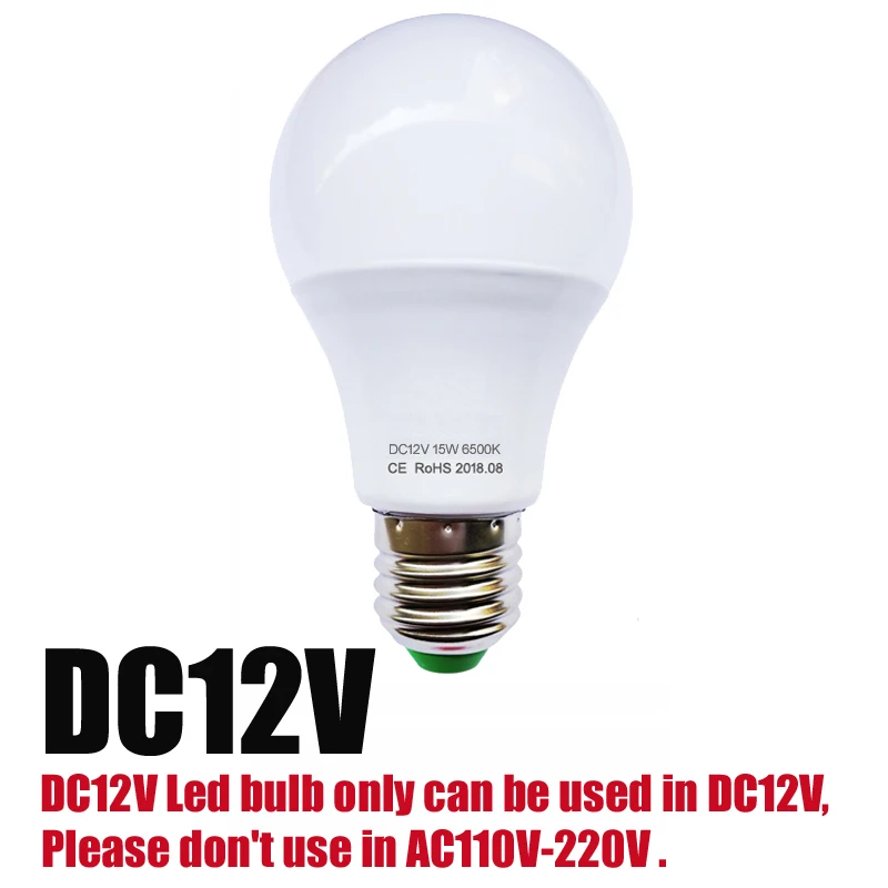 DC12V Светодиодный светильник 6 Вт 9 Вт 12 Вт 15 Вт DC12V светодиодный светильник DC/AC 24 в 36 в 48 в 3 Вт E27 светодиодный энергосберегающий светильник 12 В светодиодный светильник - Испускаемый цвет: DC12V