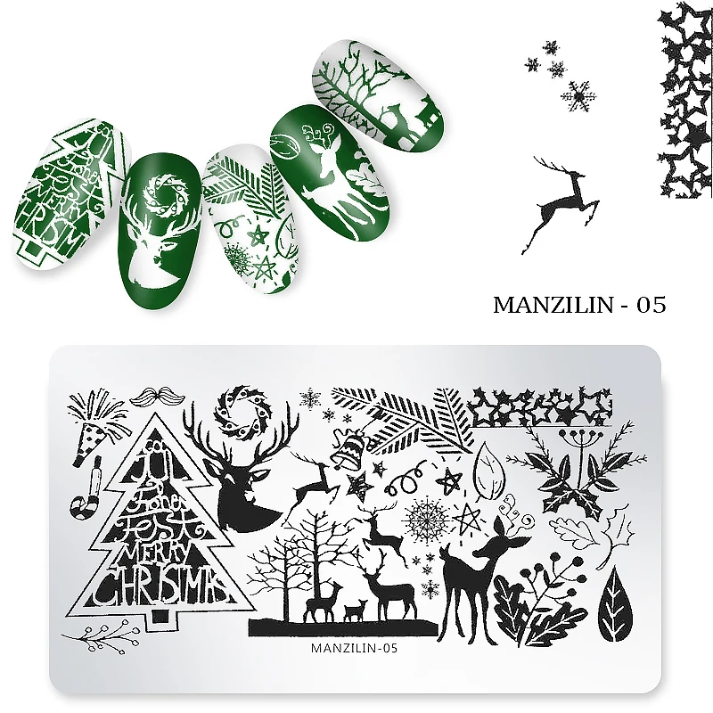 Christmas Designs Laser Nail Art Stamping Template Plates Stamper DIY Polish Print Image 12*6cm Manicure Books Accessory Tools | Красота и