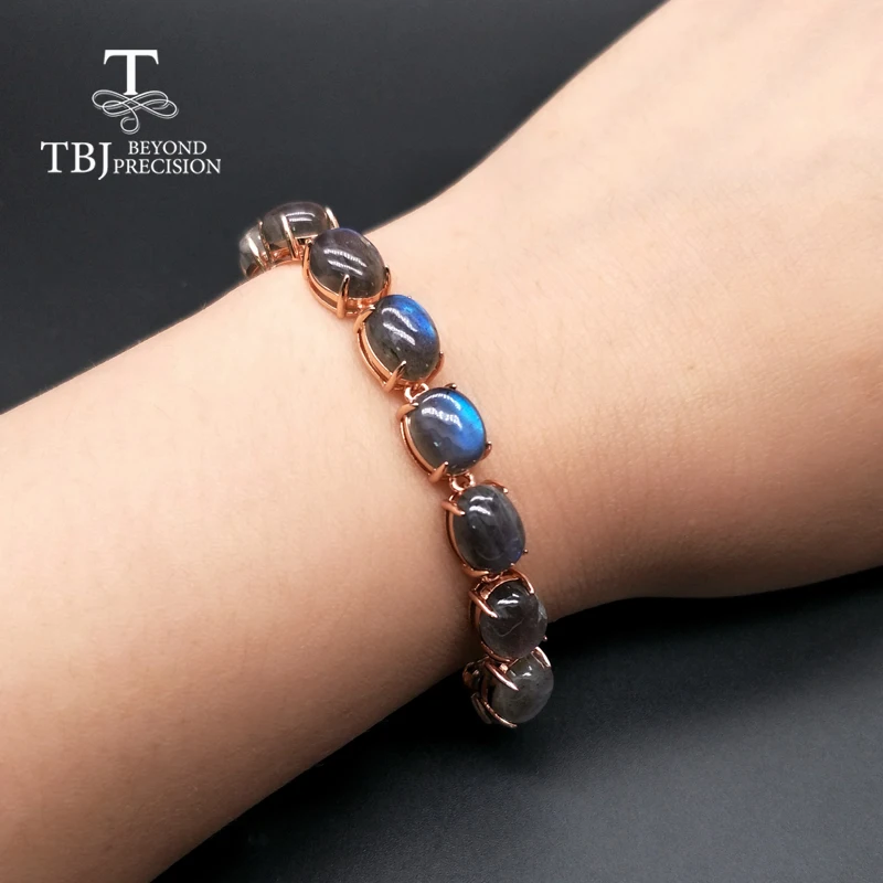 TBJ, серебро 925 пробы с натуральным драгоценным камнем лабрадорит, простой стиль, браслет, хорошее ювелирное изделие для женщин, вечерние и повседневные