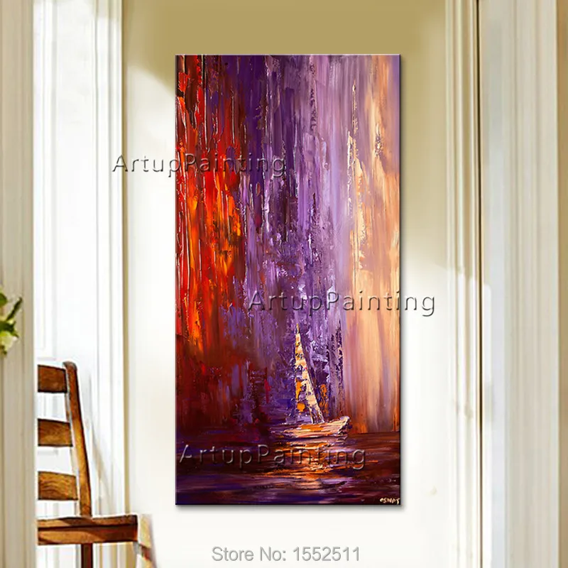 Абстрактная масляная живопись ручная роспись лодка парусное судно холст картины