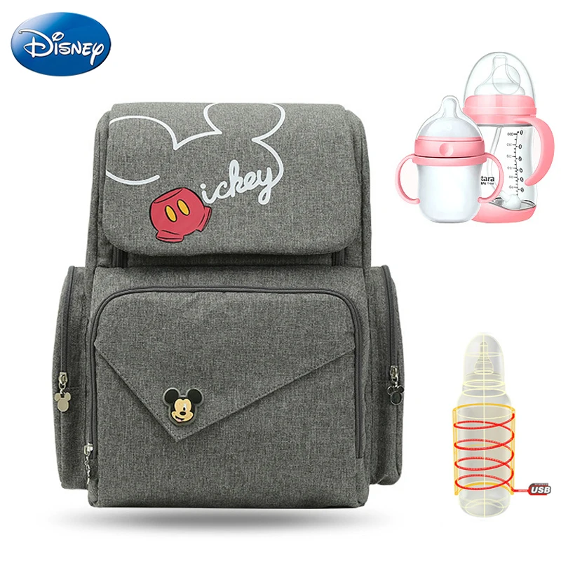 Disney новая вместительная бутылочка для кормления, термоизоляционные сумки, USB, ткань Оксфорд, рюкзак для хранения подгузников, рюкзаки для ухода за ребенком