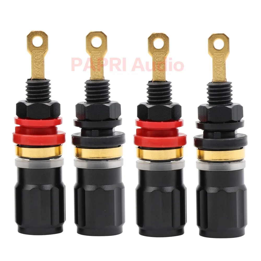 

EIZZ 24K Gold Plated Copper Speaker Binding Post Connector Terminal HIFI DIY Tube Amplifier Chassis Panel Socket Connector