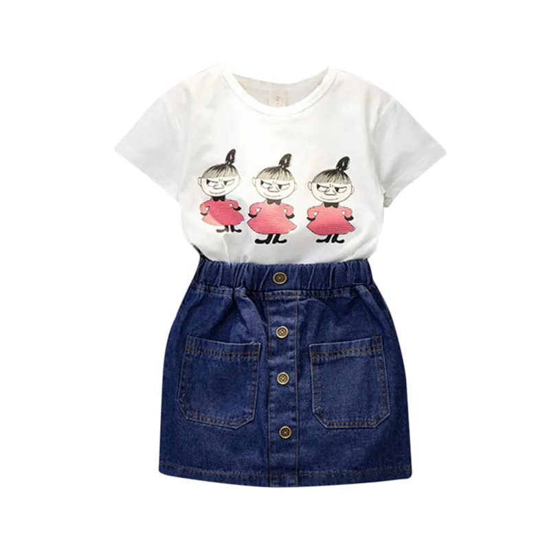 2018 новая Модная одежда для детей Детская мода Одежда девочек с принтом короткий