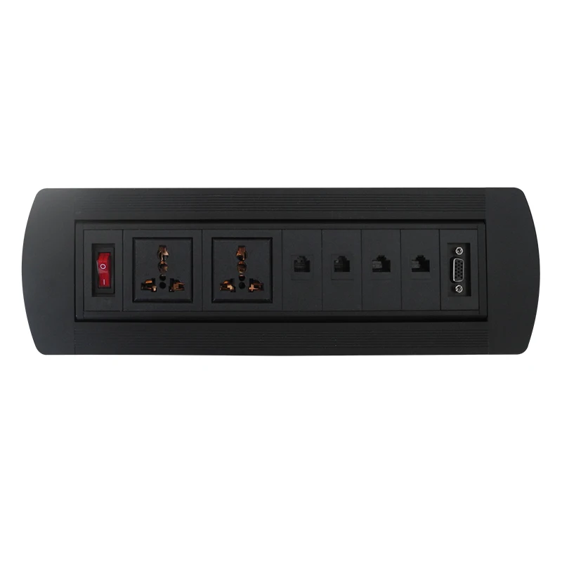 Настольная розетка с переключателем 2 универсальное питание, 4 LAN и 1 VGA настольная розетка для конференц-зала/офиса/другого UTP cat 6