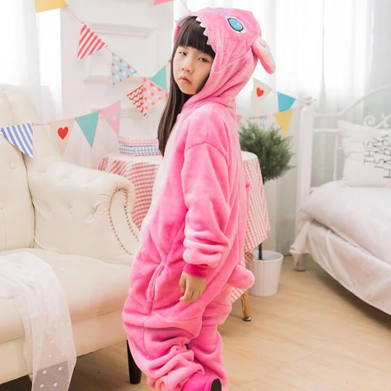 Kid Pink Stitch Cosplay Kigurumi Onesie Child Cartoon Anime Unicorn Jumpsuit Costume Girl Boy Animal Disguise Sleepwear Pajamas |