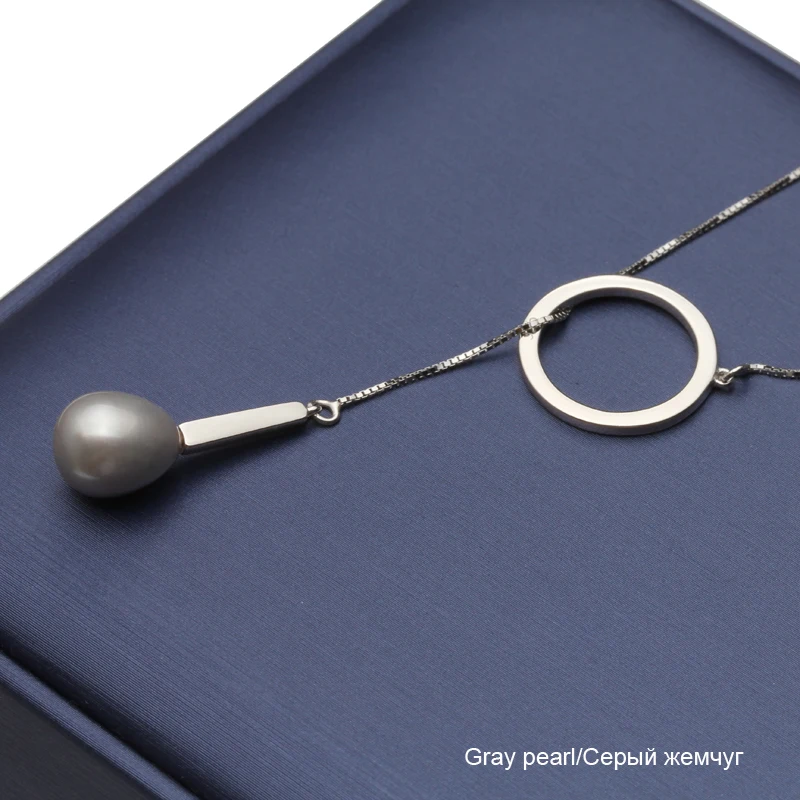 grey pearl pendant Настоящее 925 серебряное ожерелье, свадебное белое ожерелье с натуральным жемчугом, Подвеска для женщин, Подарок на годовщину - Цвет камня: grey pearl pendant