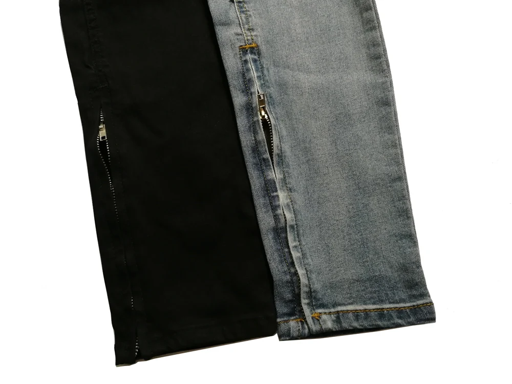 New Men's Ripped Side Ankle Zipper Skinny Stretch Fashion Jeans