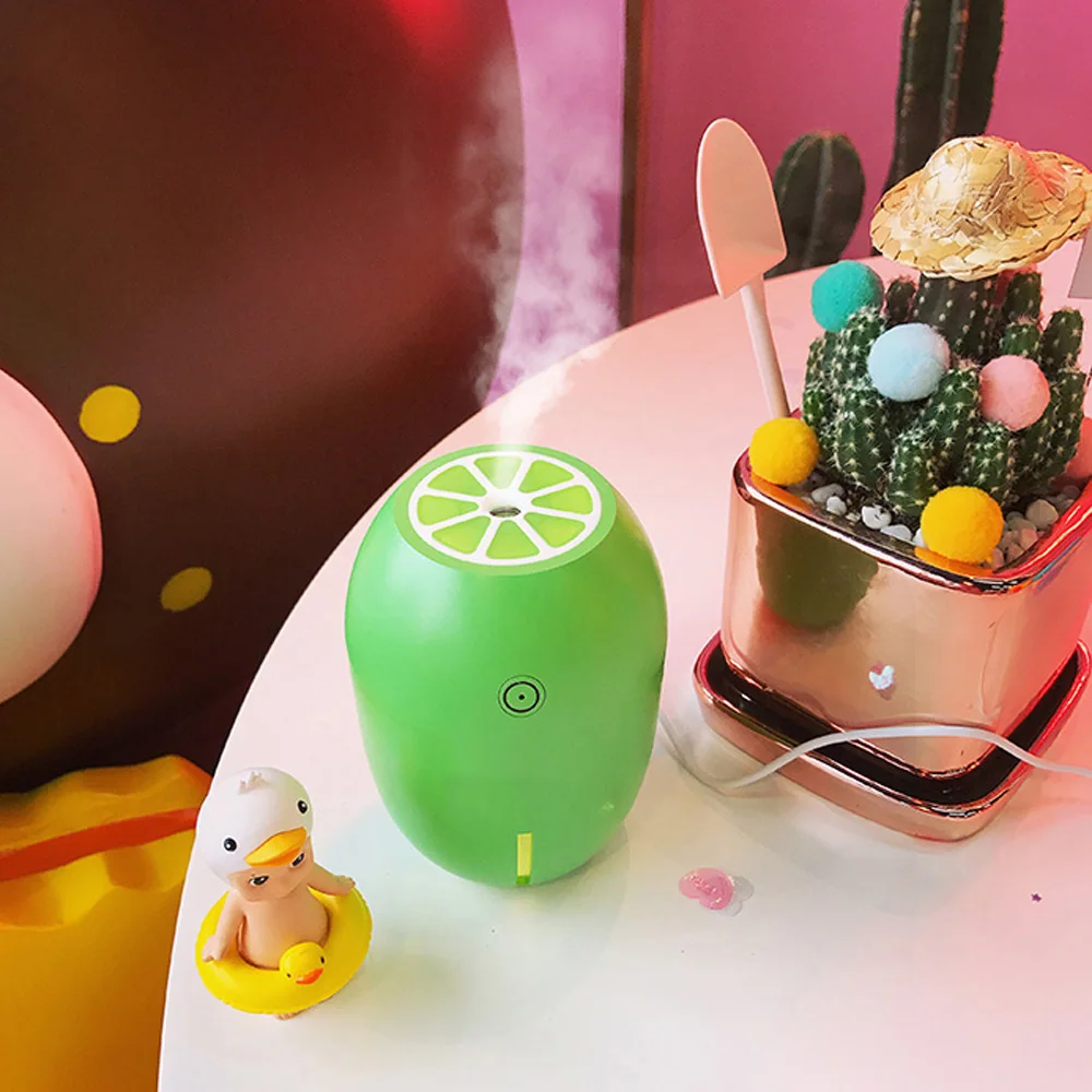 Humidifier USB Portable Lemon 180ml LED Night Light Ultra Quiet Air Purifier Car Travel Office Funny Green Mini Grenn