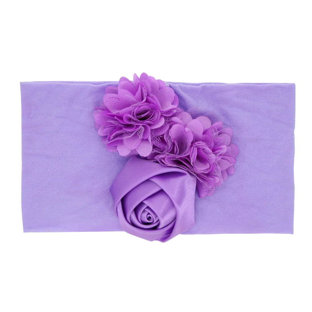

Fashion New Baby Girl Headband Nylon Elastic Hair Accessories with Rose