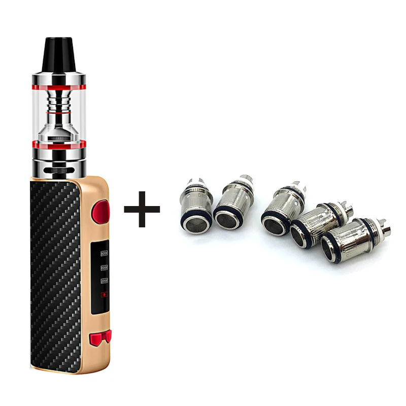 Gold Has 5 Coils Мини 80 Вт Vape электронные сигареты лучший стартовый набор Mech Box Mod Kit испаритель кальян ручка вейпер E дым вейпинг сплав оболочка безопасный - Цвет: Gold Has 5 Coils
