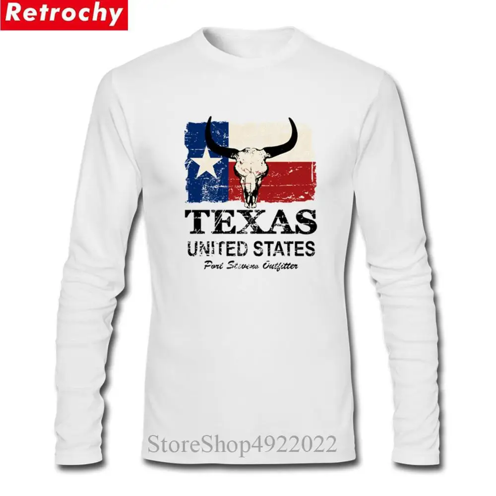 Мода Американский Техас бык футболка Ретро-Флаг США дизайн для мужчин Футболки с
