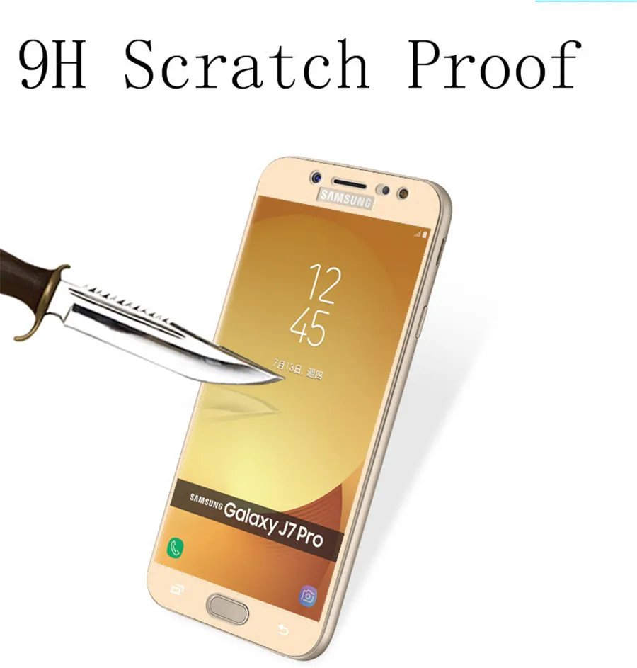 Для samsung Galaxy J5 J3 J7 2017 Стекло полное покрытие закаленное для Pro с уровнем твердости 9