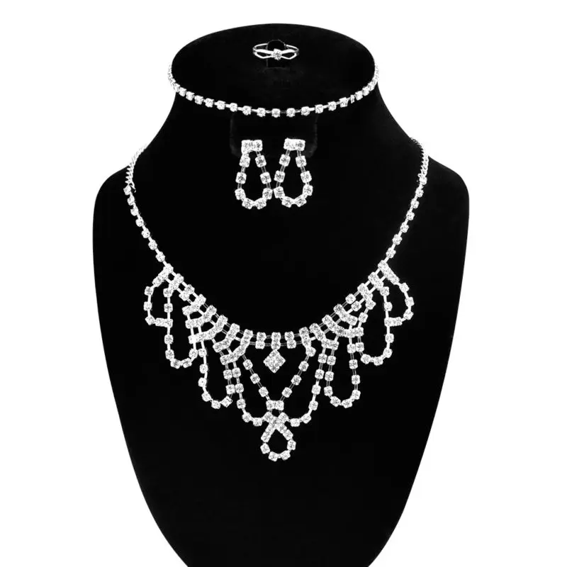 Великолепная Кристалл Люкс Ювелирные Наборы Женщины Себе Капли Воды Полые