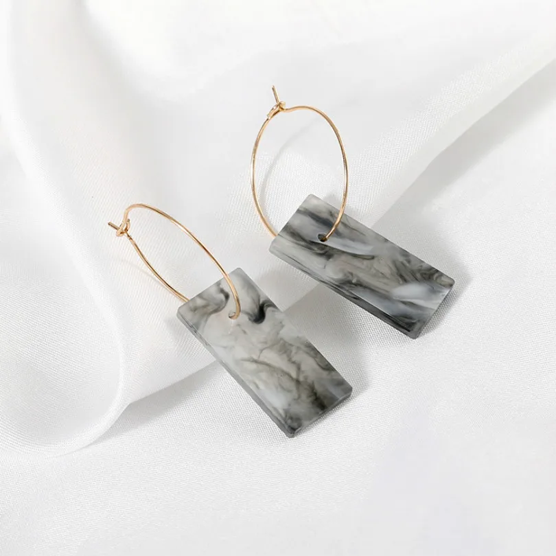 Новые модные украшения корейской версии простые белые квадратные серьги в виде