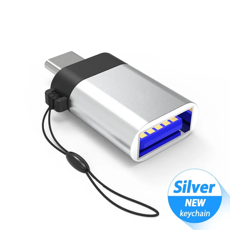 Silver with Sring Robotsky type C USB 3,0 конвертер usb type C OTG Кабель-адаптер для samsung Galaxy S8 S9 huawei P20 - Цвет: Silver with Sring