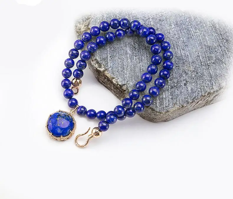 ZCD 2017 708 + Afghanistan pure lapis lazuli ожерелье на заказ Зеленый Золотой Круглый Кулон |