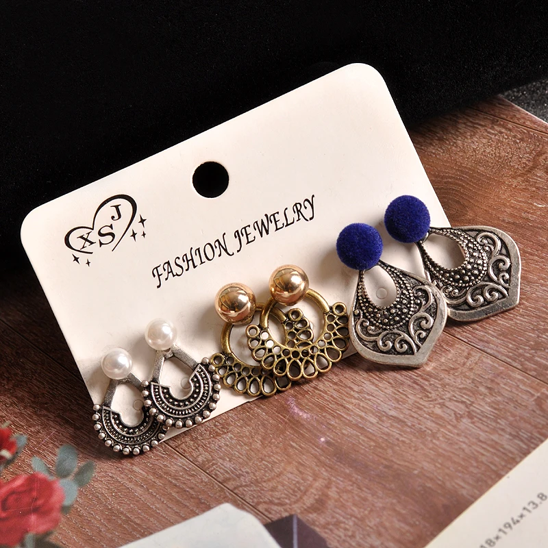 Женские серьги-гвоздики в богемном стиле с жемчугом | Украшения и аксессуары