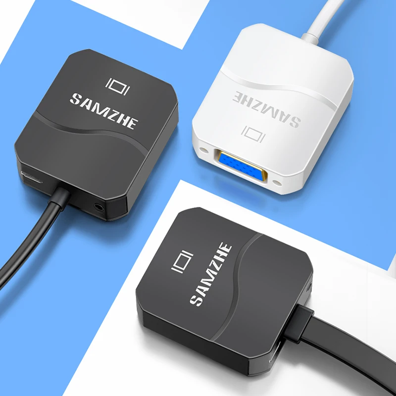 SAMZHE HDMI в VGA адаптер 1080P HDMI конвертер для ноутбука на большой экран цифро-аналоговый USB и аудио дисплей