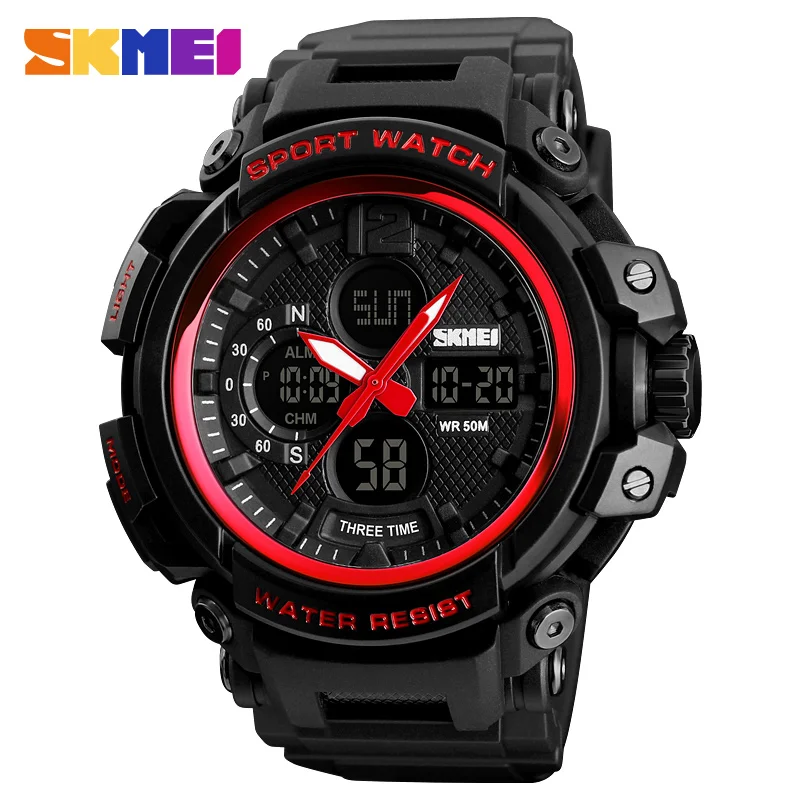 redBLACK SKMEI 1343 мужские часы водонепроницаемые цифровые модные часы уличные спортивные наручные часы Erkek Saat модные часы Relogio Masculino - Цвет: redBLACK