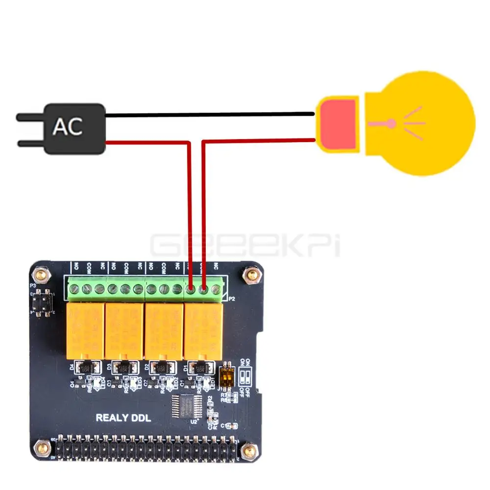 Оригинальная 4 канальная релейная плата GeeekPi для Raspberry Pi 4B/ 3B + (Plus) / 2B|Аксессуары