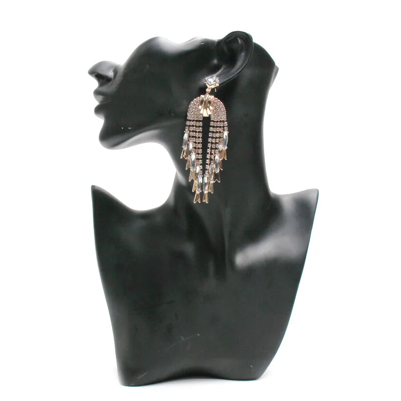 Женская Длинные Серьги Позолоченные Мотаться Кистями серьги Кристалл Падение