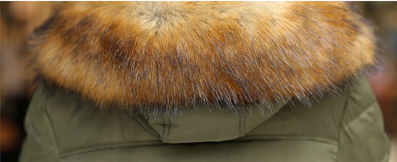 

WholeTide And Retail Nice Winter Long Hooded Army Green Cotton Jacket Large Fur Collar Female Jacket Large Size Female Jacket