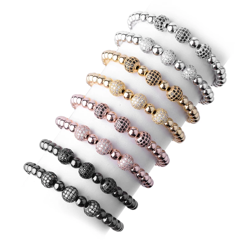 Модные ювелирные изделия мужской браслет с покрытием из 3 бусин и 10 мм