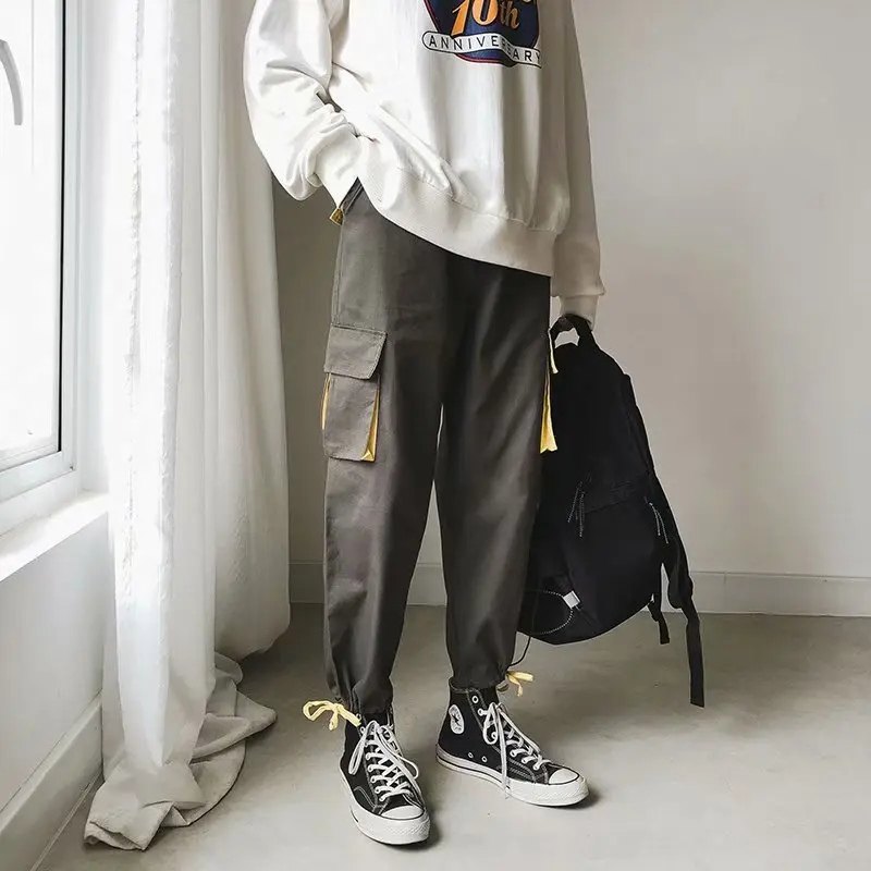 Мужские камуфляжные брюки мужские комбинезоны бегуны карманами сплошной цвет в