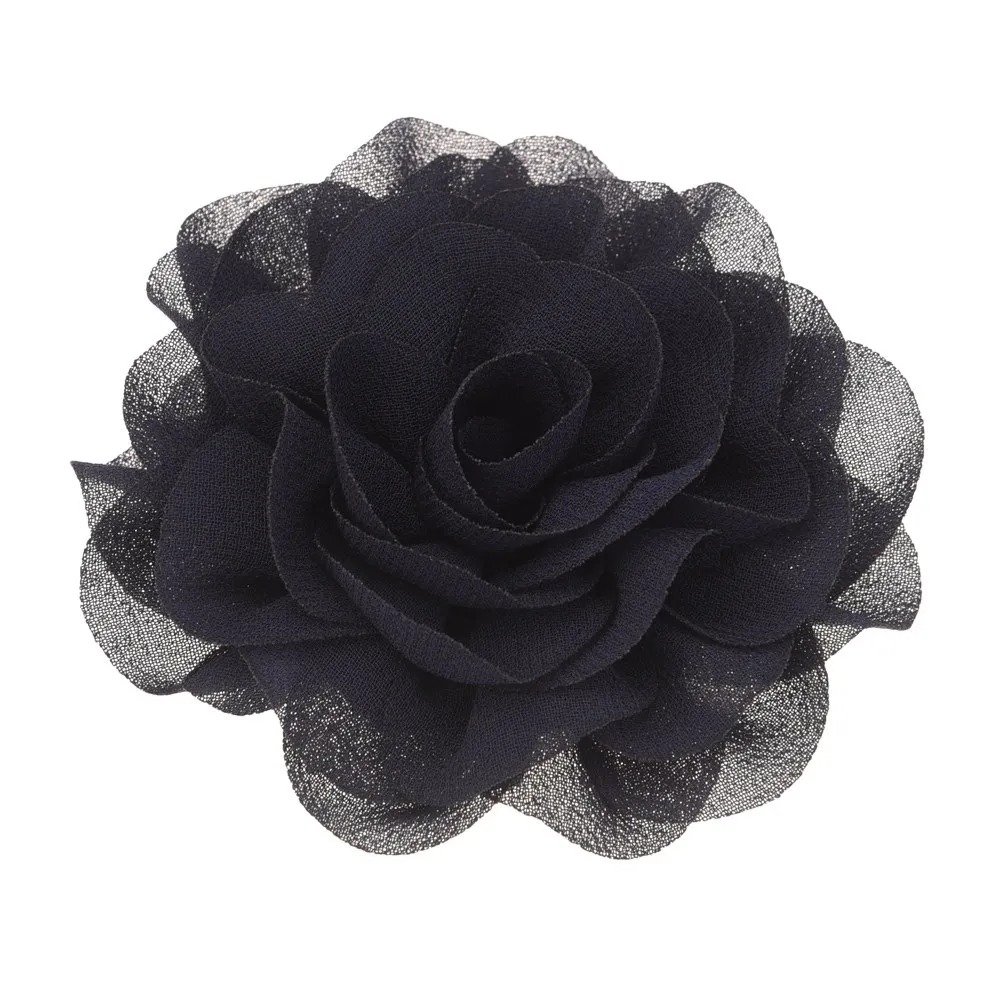 Navy Blue 12 шт. шифоновые оборки цветок для волос 7 см шифоновые цветы аксессуары для волос модный аксессуар свадебное украшение цветок для повязки на голову - Цвет: Navy Blue
