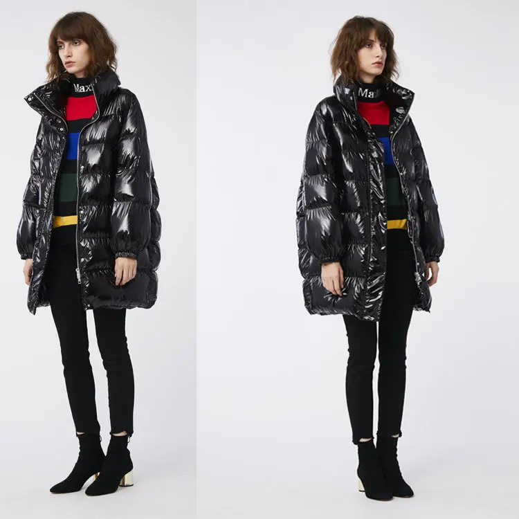 Purple Loose Down Jacket Fashion Thin Thick Winter Feather Jacket Coat Women Long Section Collar Casual Warm Overcoat Female 260
