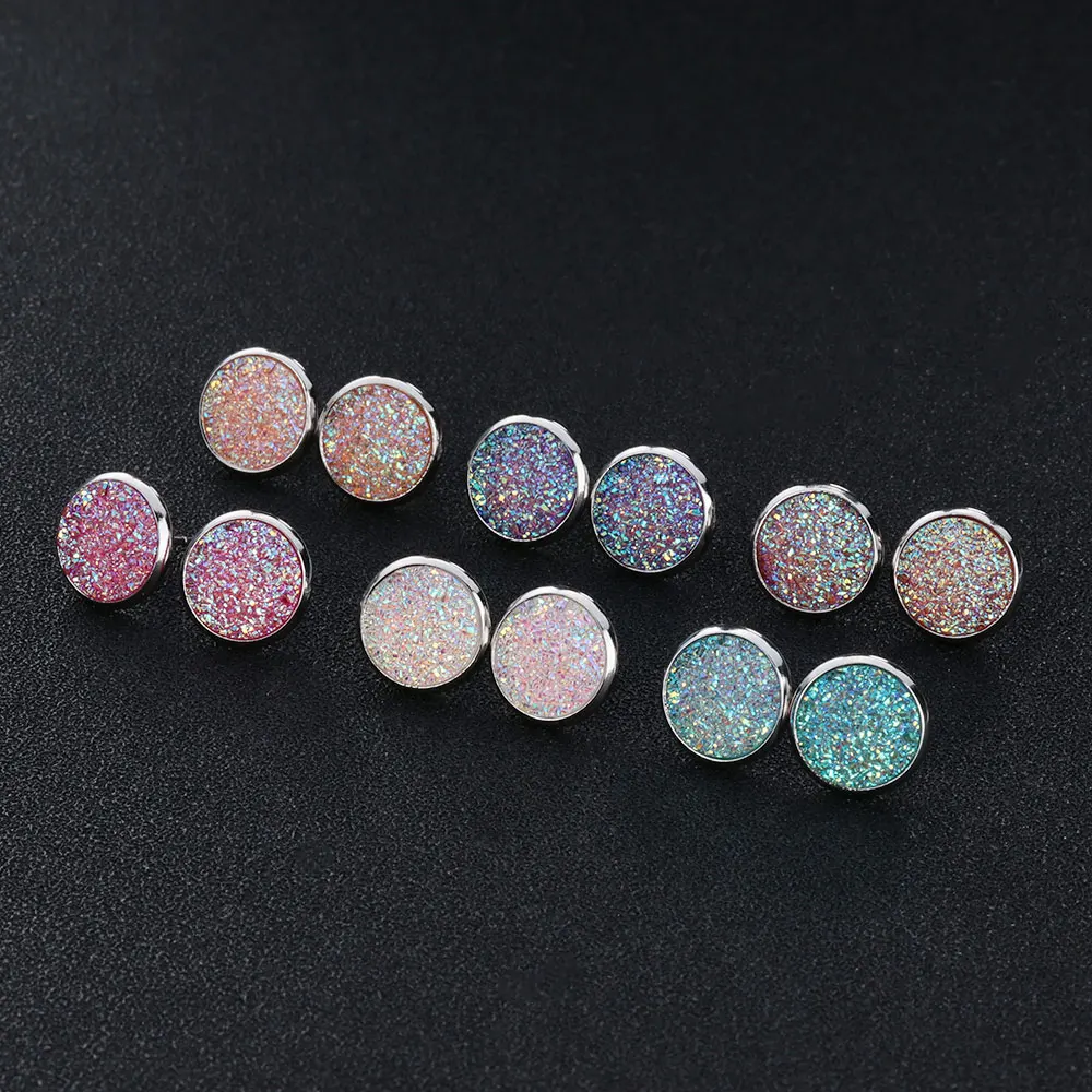 6 пар круглые медные серьги Стразы гвоздики с яркими кристаллами набор