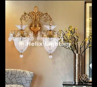 free shipping european luxurious brass color e14 wall lamp living room wall light lamparas de pared applique murale luminaire