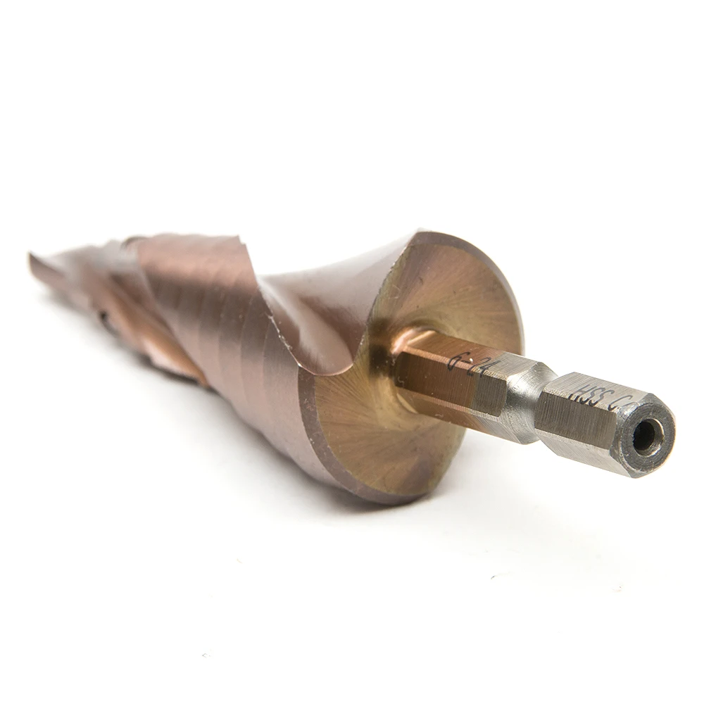 HSS Co Cobalt Titanium Metal Spiral Grooved Step Drill Bits Hole Cutter 1/4&quot Hex Shank Cone Drilling 6-24mm Saw M35 | Инструменты