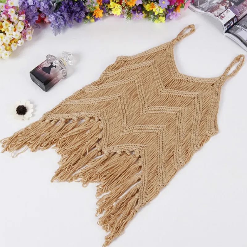 Cropped Tops Direct Selling Cotton Camis Bustier Crop Top 2018 Spring Summer New Sexy Ladies Blouse Shirt Tassels Pierced Vest | Женская